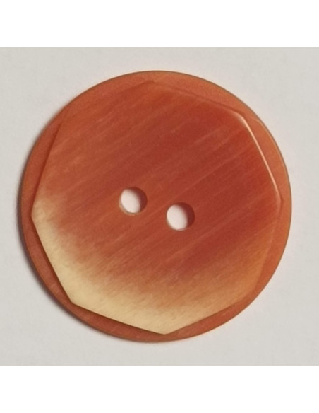 Bouton polyester 2 trous, 22mm, rond beige/marron clair