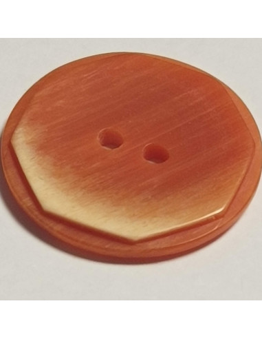 Bouton polyester 2 trous, 22mm, rond beige/marron clair