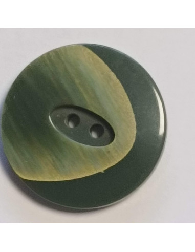 Bouton polyester 2 trous, 27 mm,  vert, doré