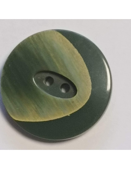 Bouton polyester 2 trous, 27 mm,  vert, doré