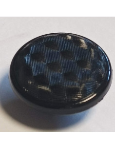 Bouton polyester à pied, 18mm, rond, noir, reflets à carreaux 2