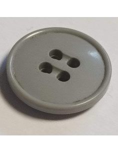 Bouton polyester 4 trous, 15mm, rond, gris 2