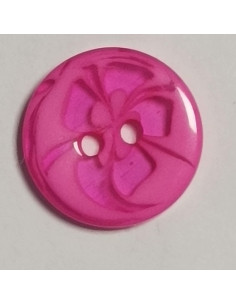 Bouton polyester 2trous, 14mm, rond, rose