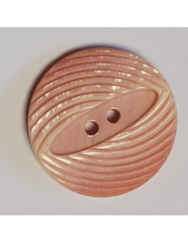 Bouton polyester 2 trous, 22 mm, rond, rose et beige