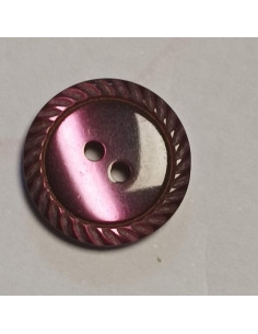 Bouton polyester 2 trous, 13 mm, rond, violet