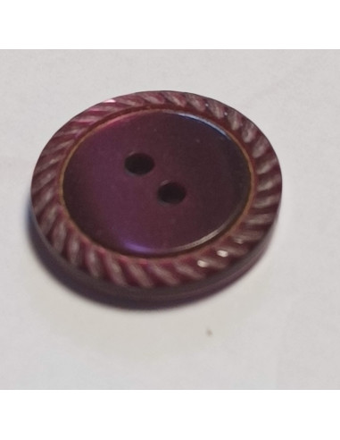 Bouton polyester 2 trous, 13 mm, rond, violet