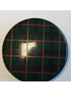 Bouton polyester à pied, 27 mm, rond, vert écossais