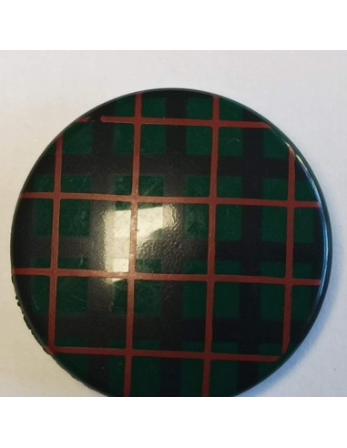 Bouton polyester à pied, 27 mm, rond, vert écossais