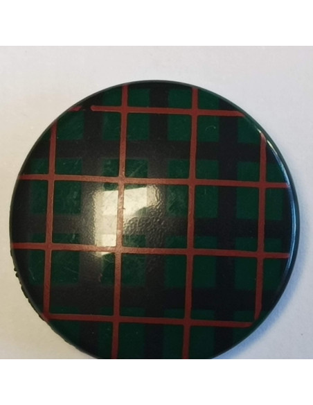 Bouton polyester à pied, 27 mm, rond, vert écossais