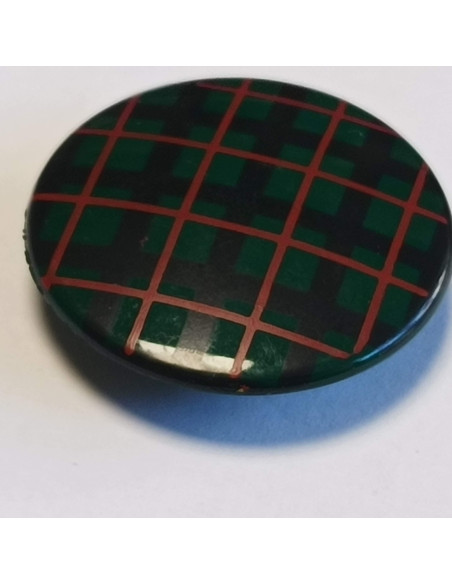 Bouton polyester à pied, 27 mm, rond, vert écossais