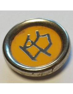 Bouton polyester à pied, 23 mm, rond, jaune et argent 2