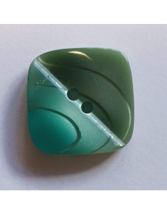 Bouton polyester 2 trous, 19 mm, carré, vert