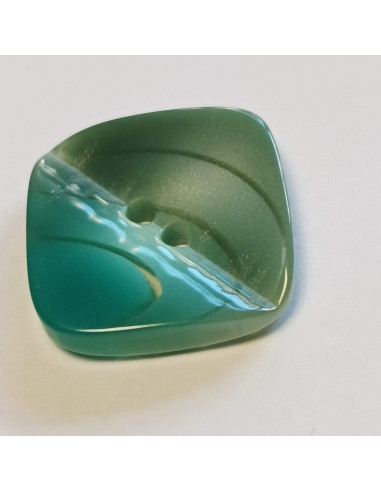 Bouton polyester 2 trous, 19 mm, carré, vert