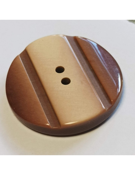 Bouton polyester tunnel, 30 mm, rond, marron