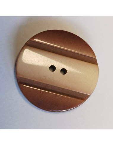 Bouton polyester 2 trous, 30 mm, rond, marron