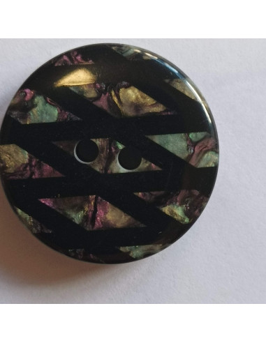 Bouton polyester 2 trous, 21 mm, rond, noir