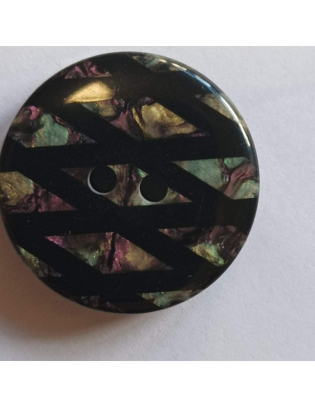 Bouton polyester 2 trous, 21 mm, rond, noir