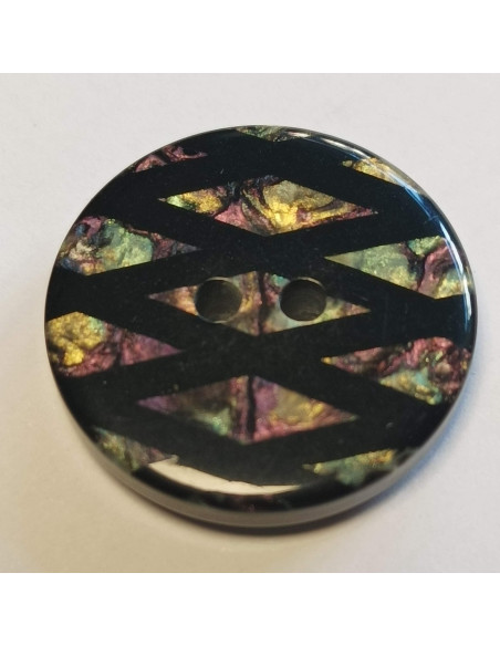 Bouton polyester 2 trous, 21 mm, rond, noir