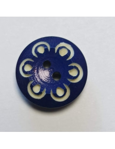Bouton polyester 2 trous, 12 mm, rond, bleu