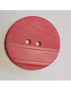 Bouton polyester 2 trous, 23 mm, rond, rose