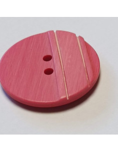 Bouton polyester 2 trous, 23 mm, rond, rose 2