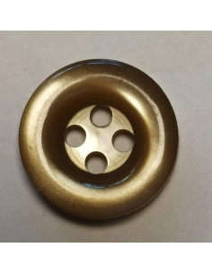 Bouton polyester 4 trous, 15 mm, rond, marron