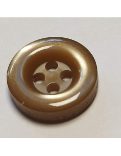 Bouton polyester 4 trous, 15 mm, rond, marron 2