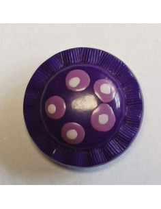 Bouton polyester à pied, 14 mm, rond, violet