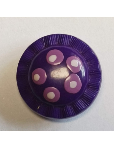 Bouton polyester à pied, 14 mm, rond, violet