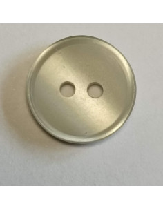 Bouton polyester 2 trous, 13 mm, rond, gris