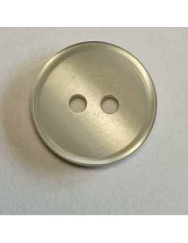 Bouton polyester 2 trous, 13 mm, rond, gris