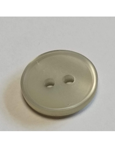 Bouton polyester 2 trous, 13 mm, rond, gris