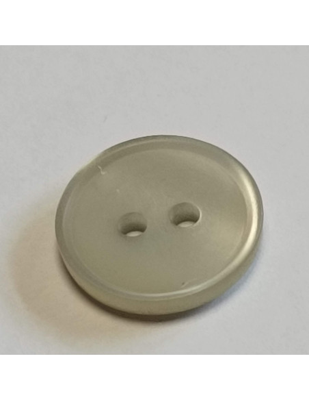 Bouton polyester 2 trous, 13 mm, rond, gris