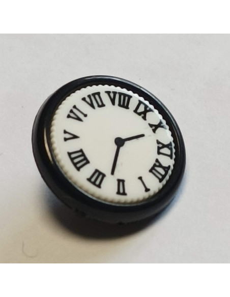 Bouton polyester à pied, 14 mm, rond, noir et blanc