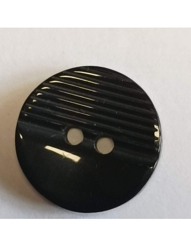 Bouton polyester 2 trous, 14 mm, rond, noir