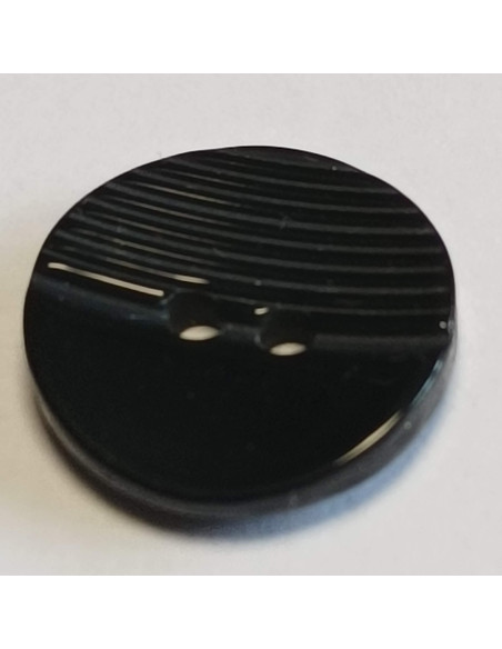 Bouton polyester 2 trous, 14 mm, rond, noir