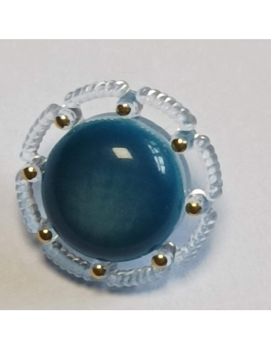 Bouton polyester à pied, 14 mm, rond, bleu