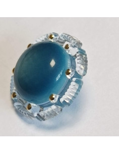 Bouton polyester à pied, 14 mm, rond, bleu 2