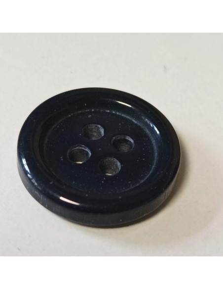 Bouton polyester 4 trous, 15 mm, rond, bleu