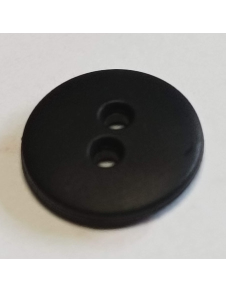 Bouton polyester 2 trous, 13 mm, rond, noir