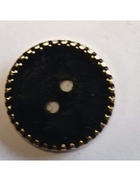 Bouton polyester 2 trous, 13 mm, rond, noir