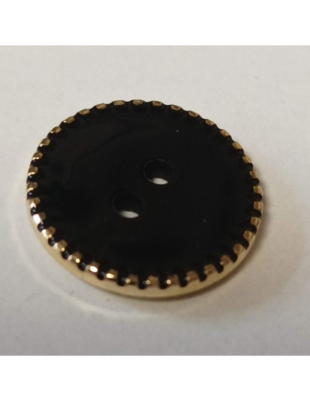 Bouton polyester 2 trous, 13 mm, rond, noir