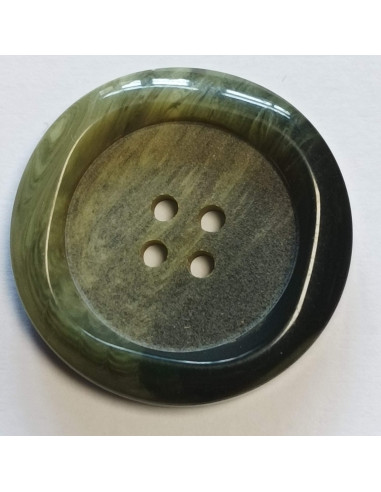 Bouton polyester 4 trous, 27 mm, rond, vert