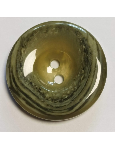 Bouton polyester 2 trous, 34 mm, rond, vert