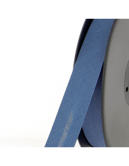 Biais tout textile, polycoton, 20mm, bleu jean