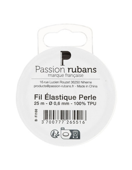 Fil élastique pour perles, 0,6mm, transparent