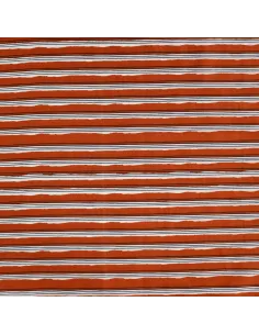 Tissu, Voile de Coton Rayures Graphiques, Terracotta & Marine, Laize 140 cm, 100% Coton 75g/m²