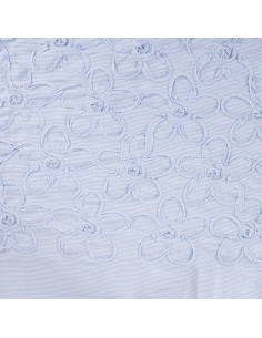 Coton et fleurs cousues, rayures bleues
