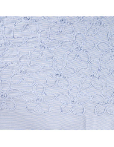 Coton et fleurs cousues, rayures bleues