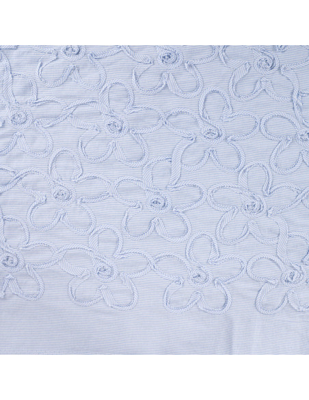 Coton et fleurs cousues, rayures bleues
